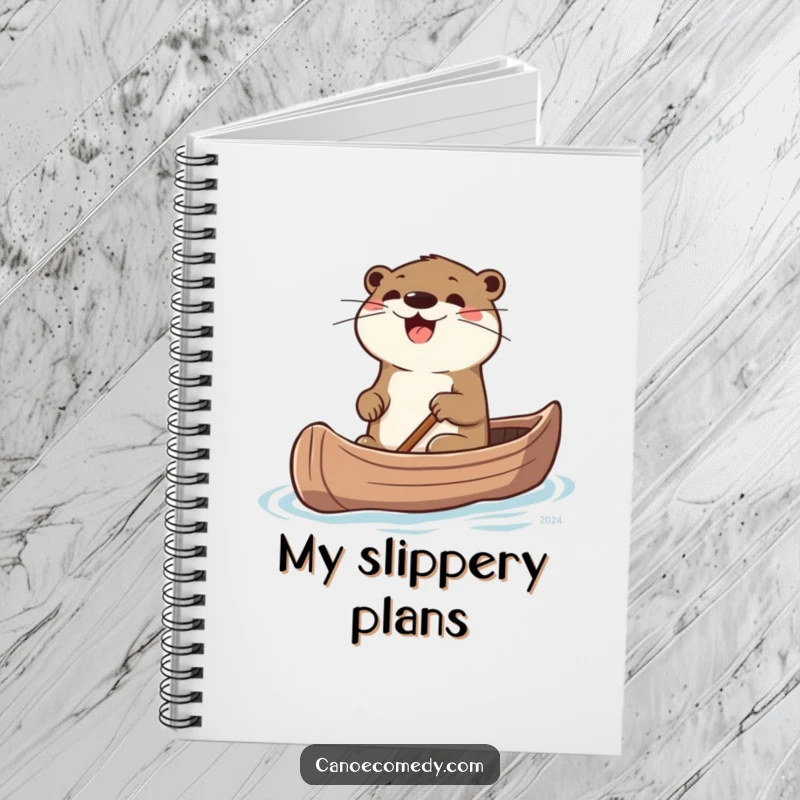 Funny Otter Notebook: A lined notebook with an illustration of a joyful otter steering a canoe.