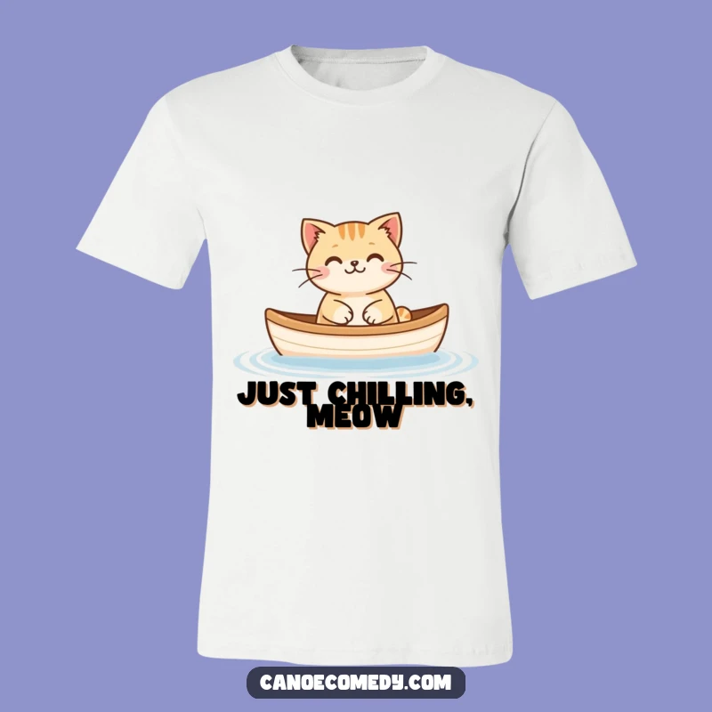 Funny Cat Floating Canoe T-Shirt: Wear Your Calmness with Pride