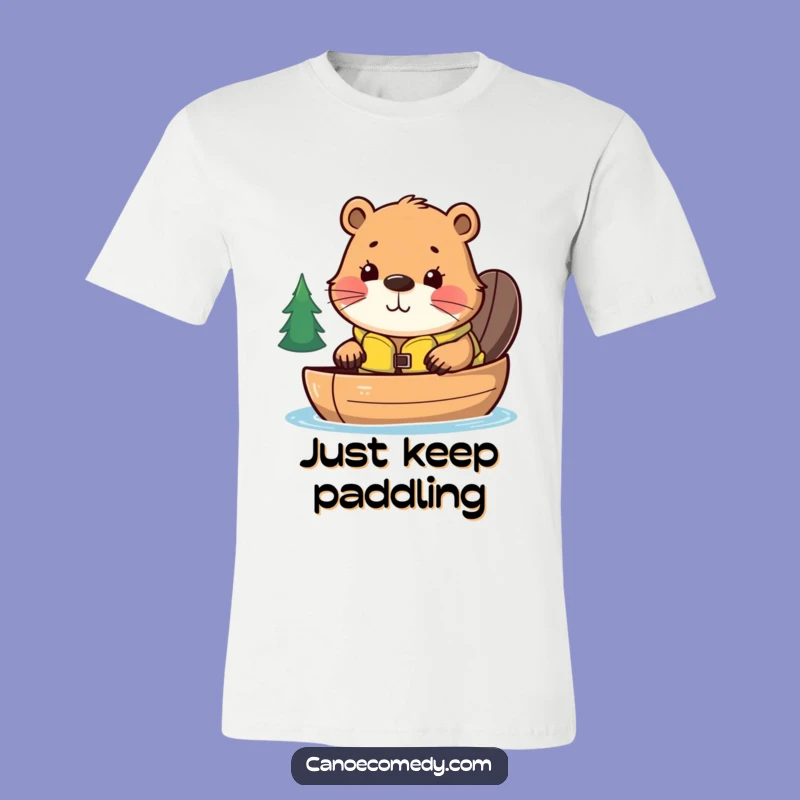 Funny Kawaii Beaver Canoe Life Jacket T-Shirt, Hilarious Outdoor Adventure Tee Gift