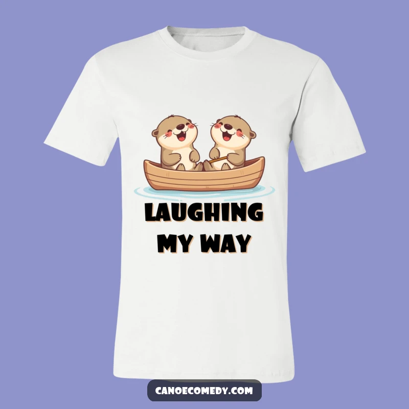 Funny Kawaii Otters Canoe Laugh T-Shirt, Humorous Gift for Animal Fans