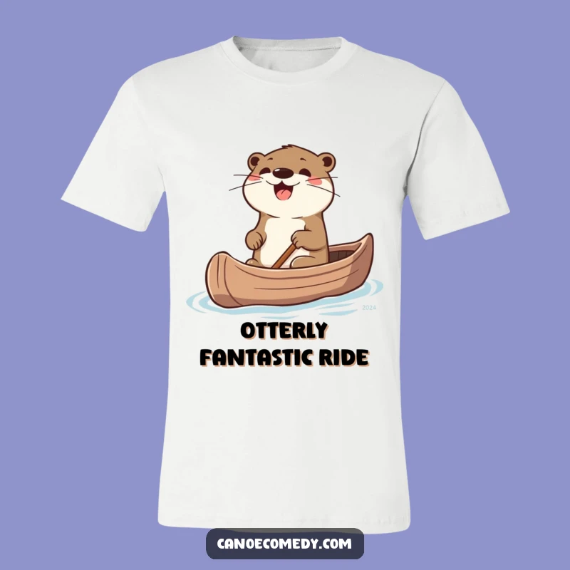Funny Otter Canoe Adventure T-Shirt: Excited Steering Tee