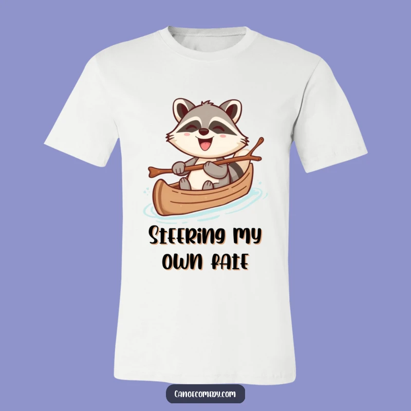 Funny Kawaii Raccoon Canoe Grin T-Shirt, Cheerful Humorous Outdoor Adventure Tee