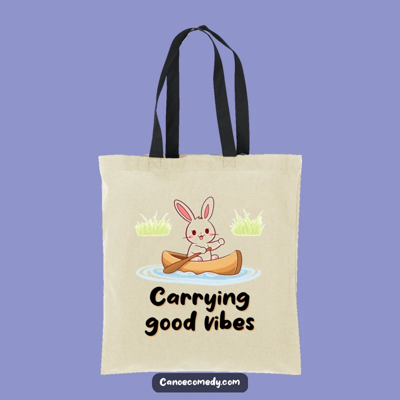 Funny Rabbit Canoe Adventure Tote Bag: Cheerful Character's Hilarious Carry-All Gift