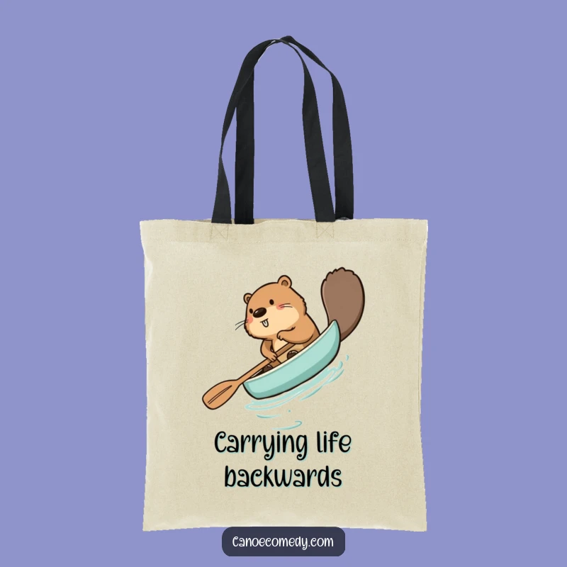 Funny Beaver Paddling Canoe Backwards Tote Bag - Chic & Hilarious Carry-all