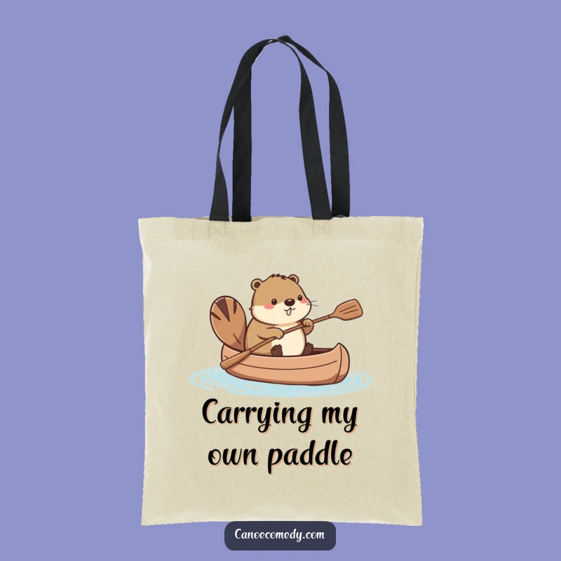 Funny Kawaii Beaver Canoe Tail Paddle Tote Bag, Eco-Friendly Humorous Gift