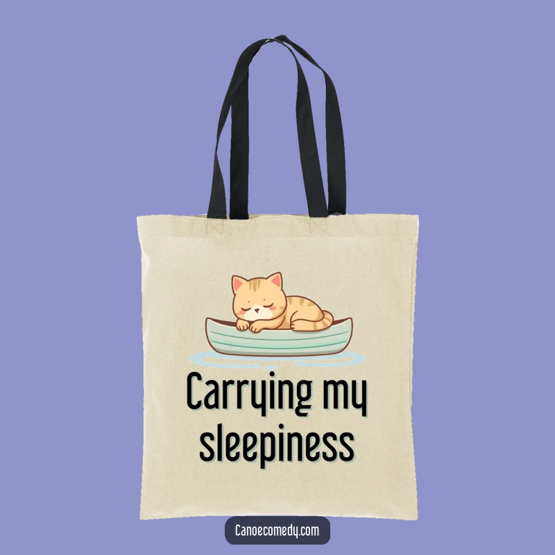 Funny Cat Napping in Canoe Tote Bag - Carry Your Calm Hilariously