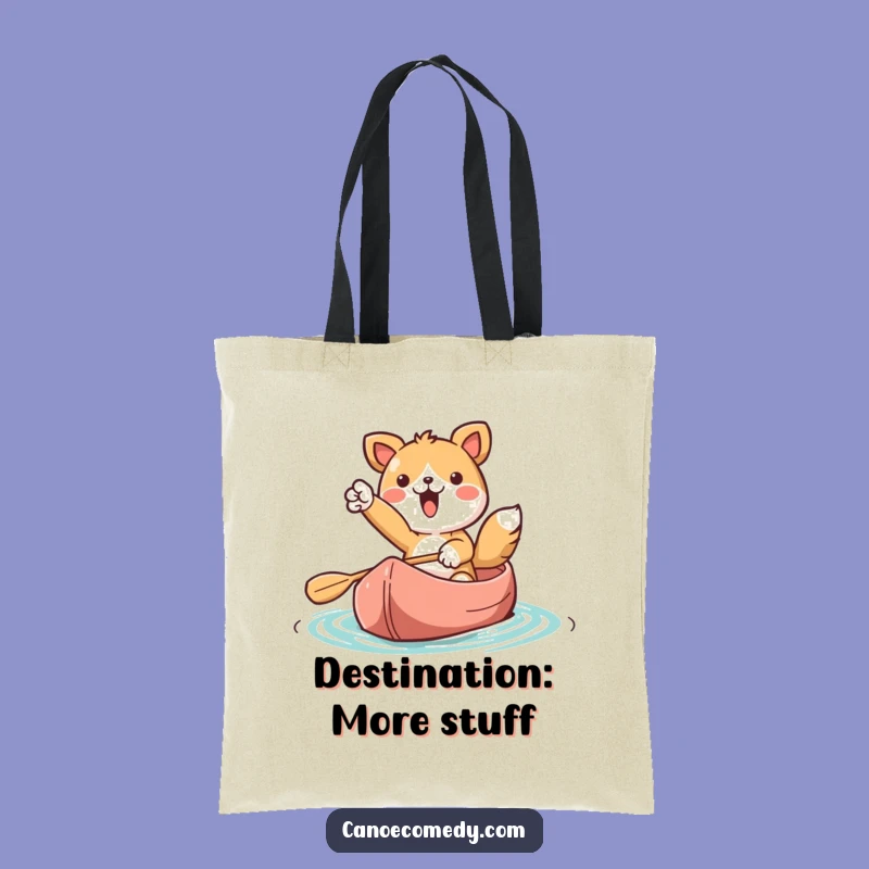 Funny Kawaii Canoe Adventure Tote Bag: Cute Animal's Forward Focus Carry-All