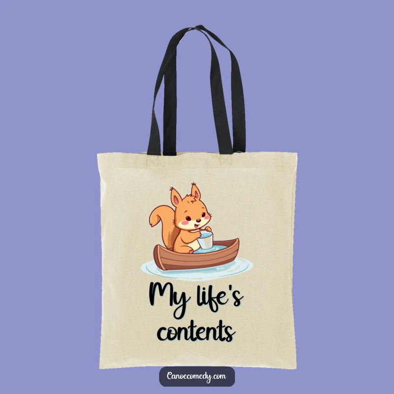 Funny Squirrel Canoe Disaster Tote Bag: Tiny Cup Bailing Hilarious Carry-All Gift