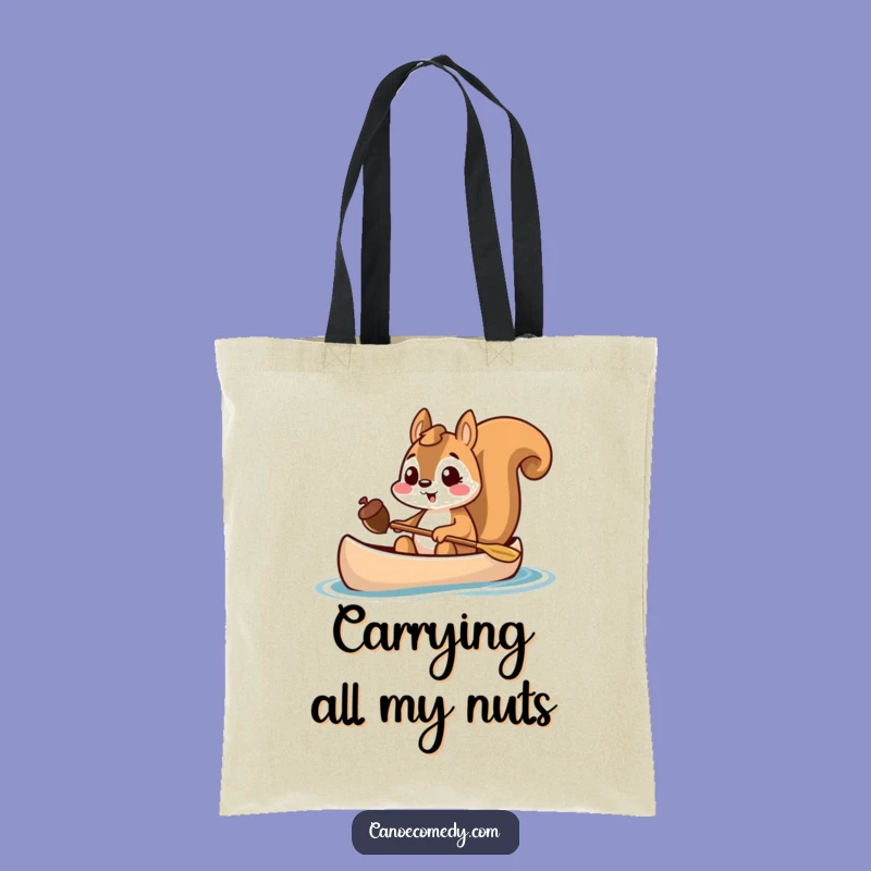 Funny Squirrel Canoe Tote Bag - Acorn Treasure & Excited Gift