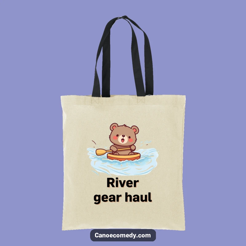 Funny Bear Paddling Tote Bag: Eco-Friendly & Hilarious River Adventure Carryall