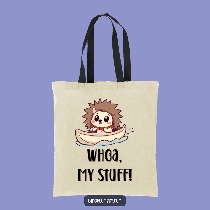 Funny Kawaii Hedgehog Tote Bag - Stylish and Surprised Canoe Companion